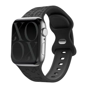 Active Daily Comfort Waterproof Design xoxo Wildhearts Apple Watch Silicone Strap Leopard Print (Black)