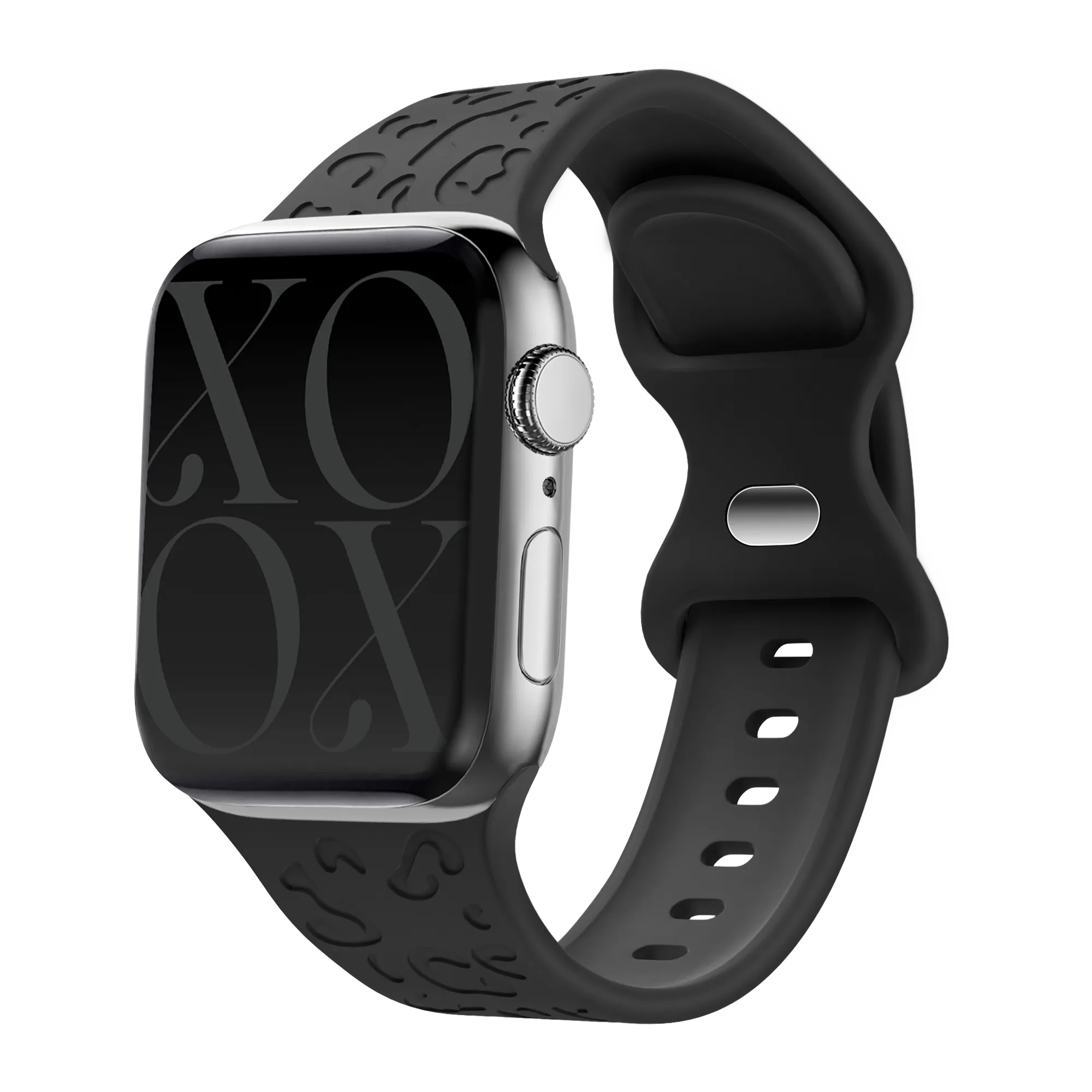 Active Daily Comfort Waterproof Design xoxo Wildhearts Apple Watch Silicone Strap Leopard Print (Black)