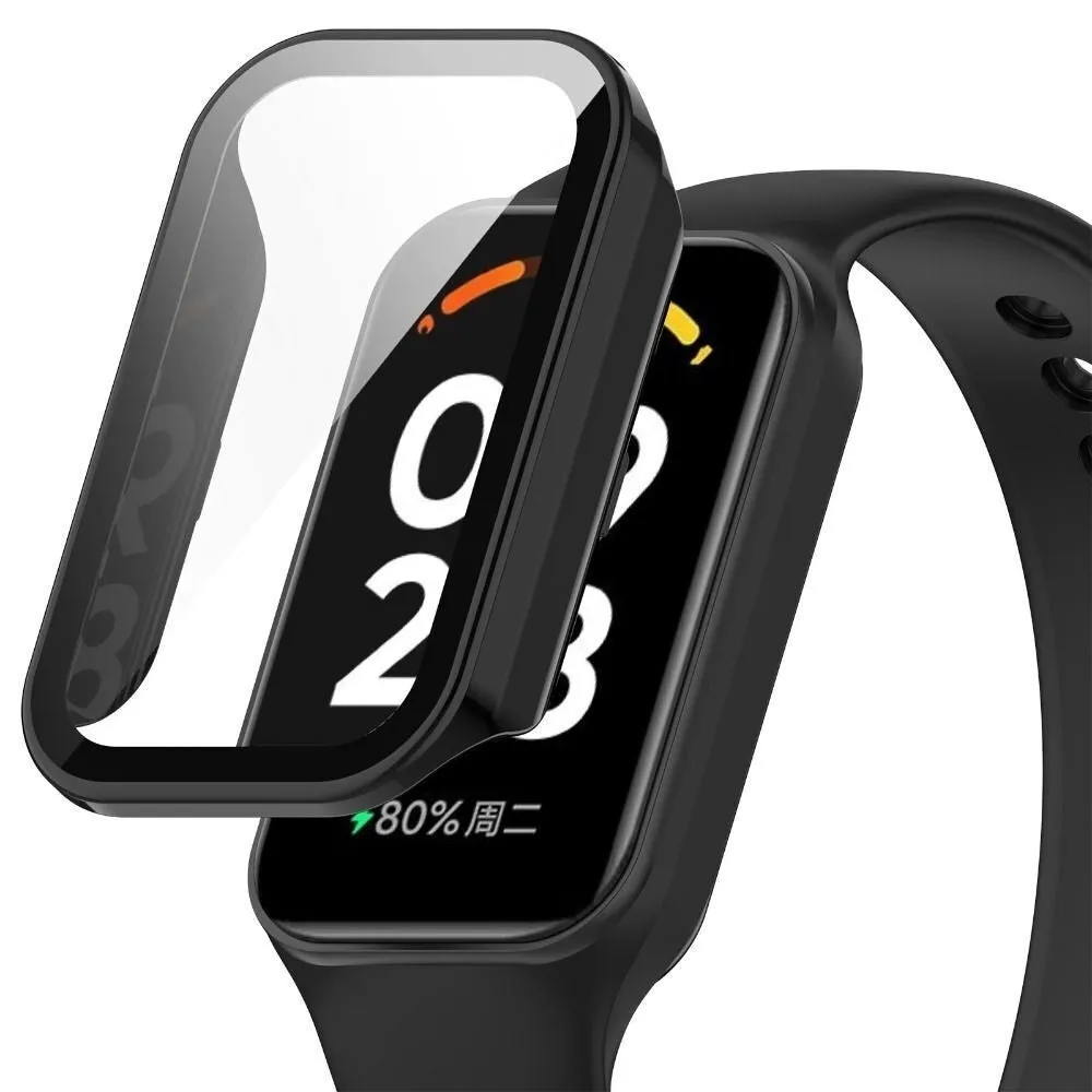 Xiaomi Smart Band 8 Active Hard Case with Glass (Black) Cycling Armor Fitness Tracker Compatible