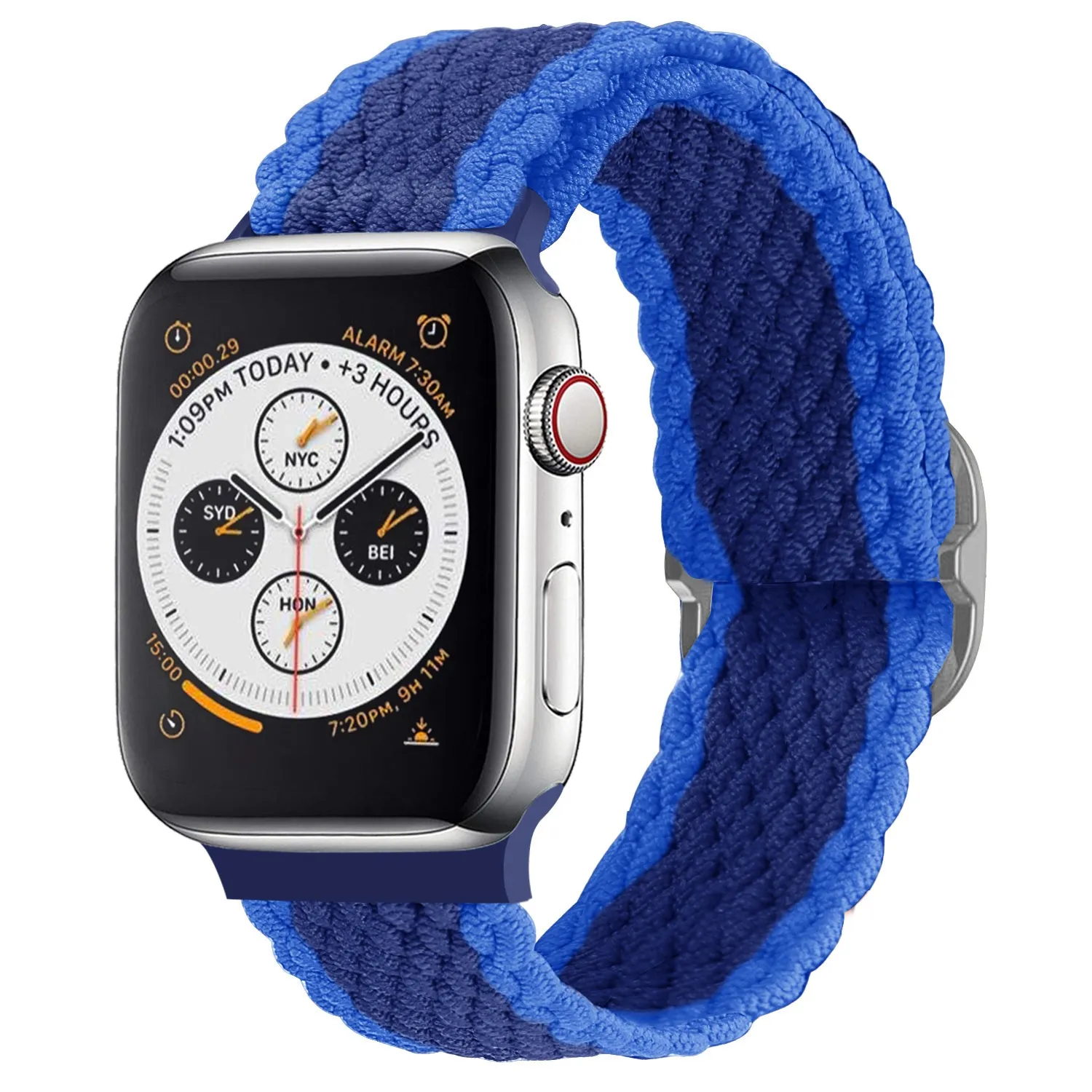 Light Modern Feel Active Lifestyle Apple Watch Braided Nylon Strap (Blue mix)