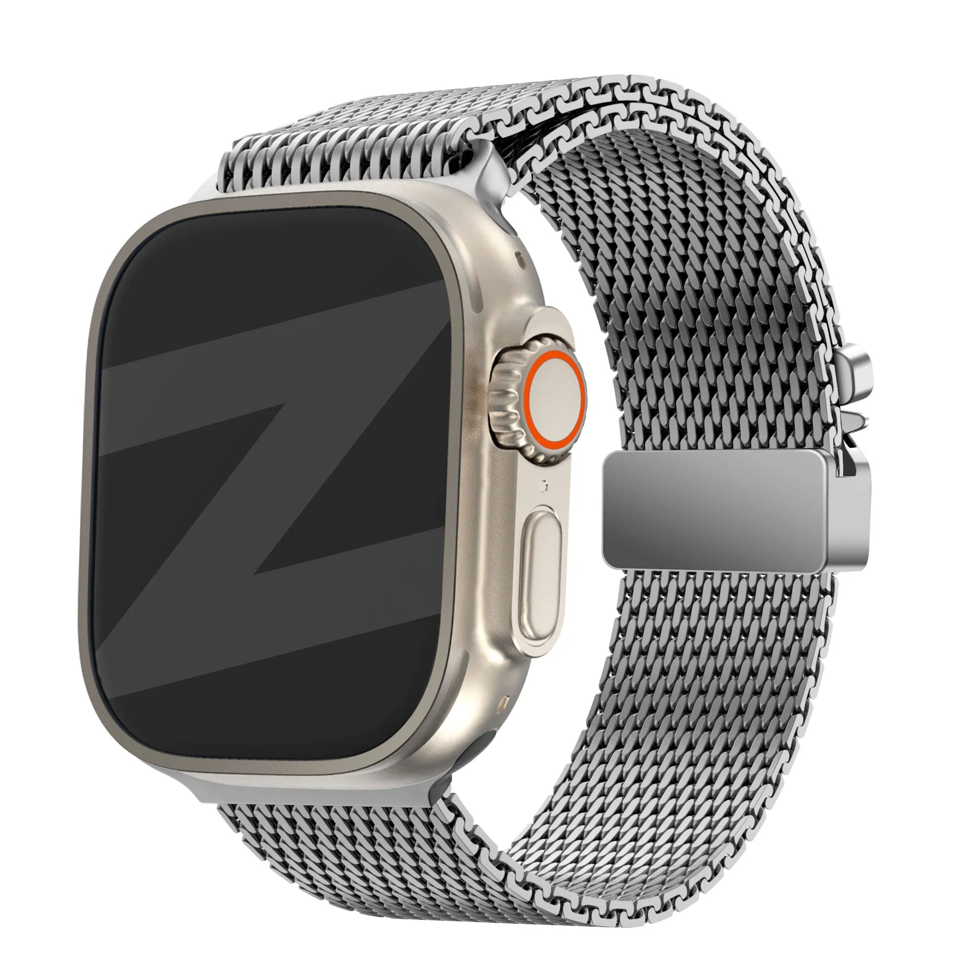 Luxury Fashion Fit Bandz Apple Watch Milanese Loop Strap with P-Buckle (Silver)