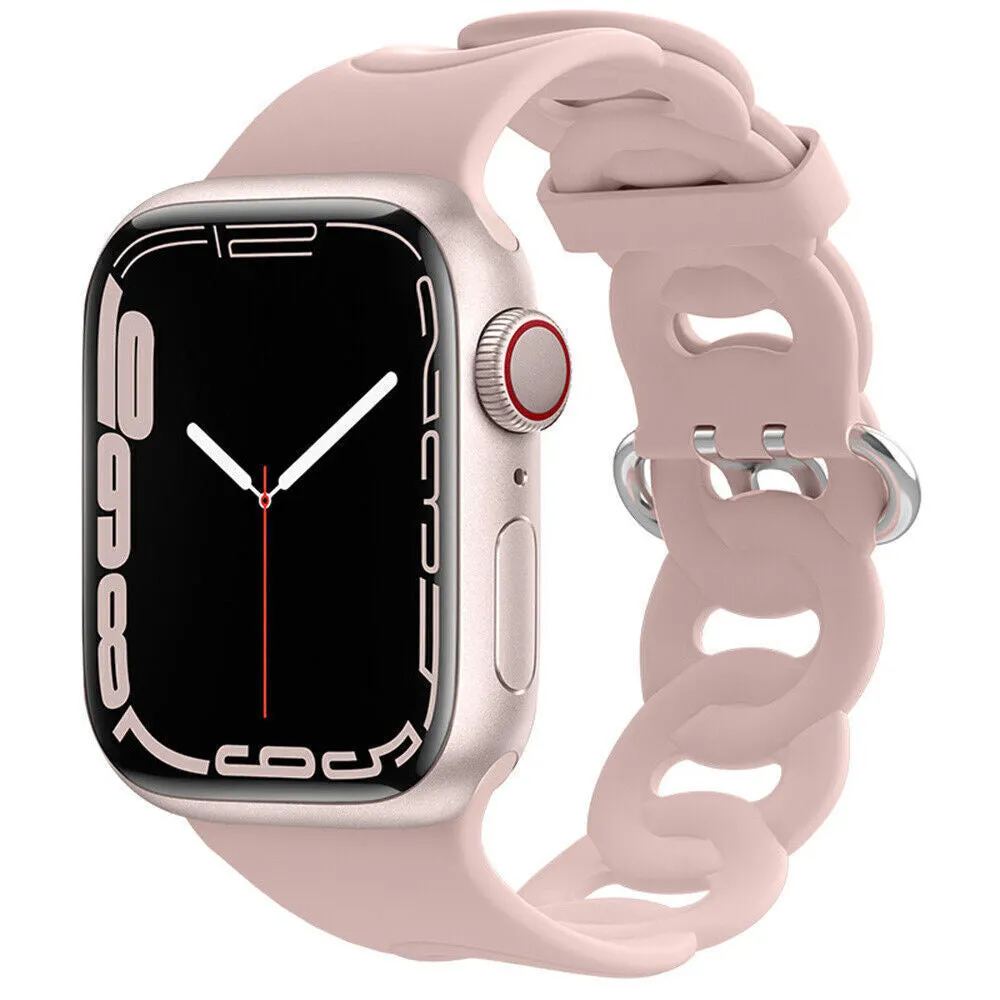 Apple Watch Silicone Chain Strap (Pink) Light Touch