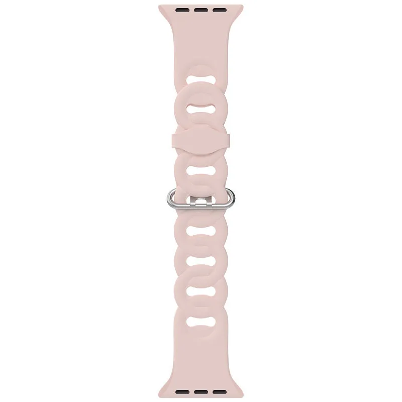 Easy Attachment Apple Watch Silicone Chain Strap (Pink)