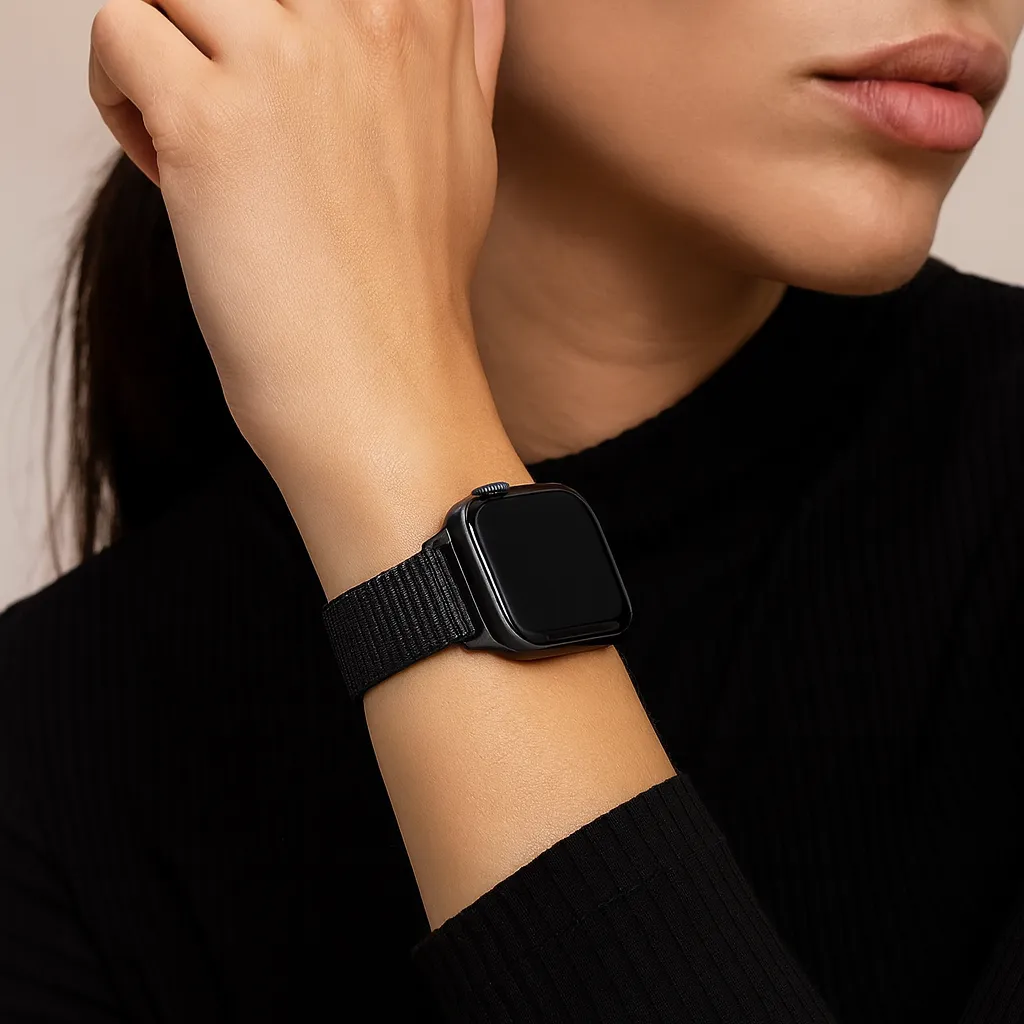 Strap-it Apple Watch Wave Nylon Strap (Black) Active Daily Comfort