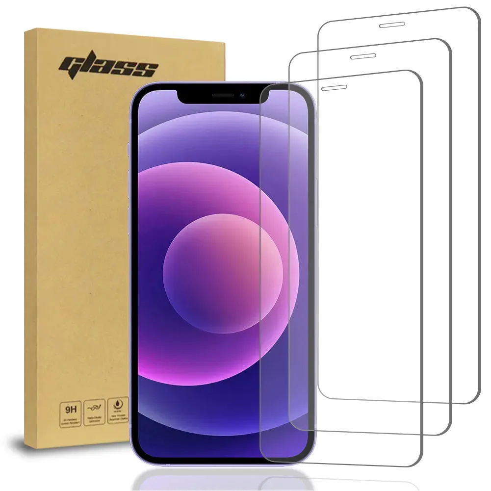 Apple iPhone 12 Pro Screen Protector 3-Pack Tempered Glass Soft Frame