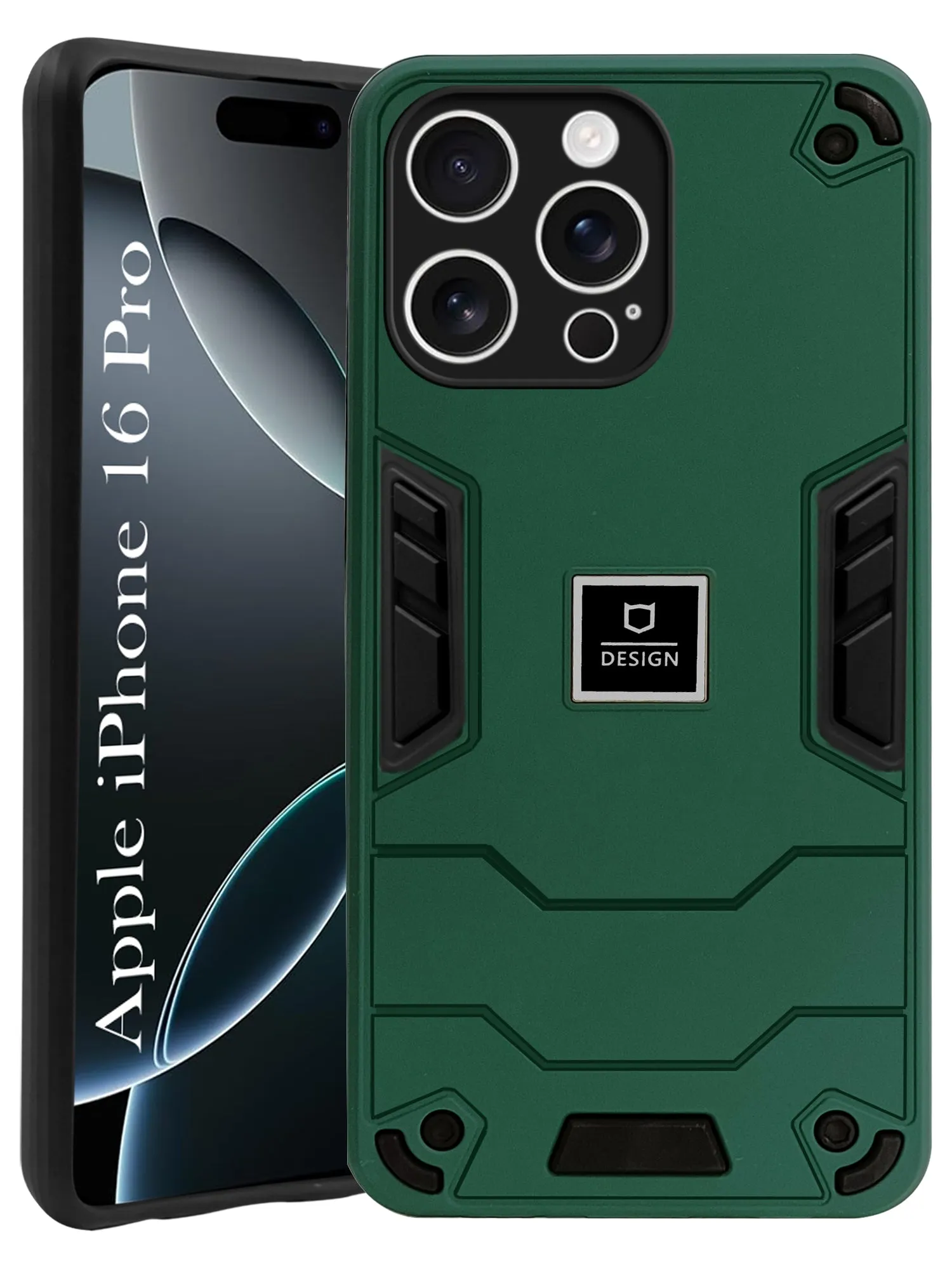 For Apple iPhone 16 Pro Back Cover Case (Lightweight Hybrid Shockproof Polycarbonate) Hybrid Look Artistic Print