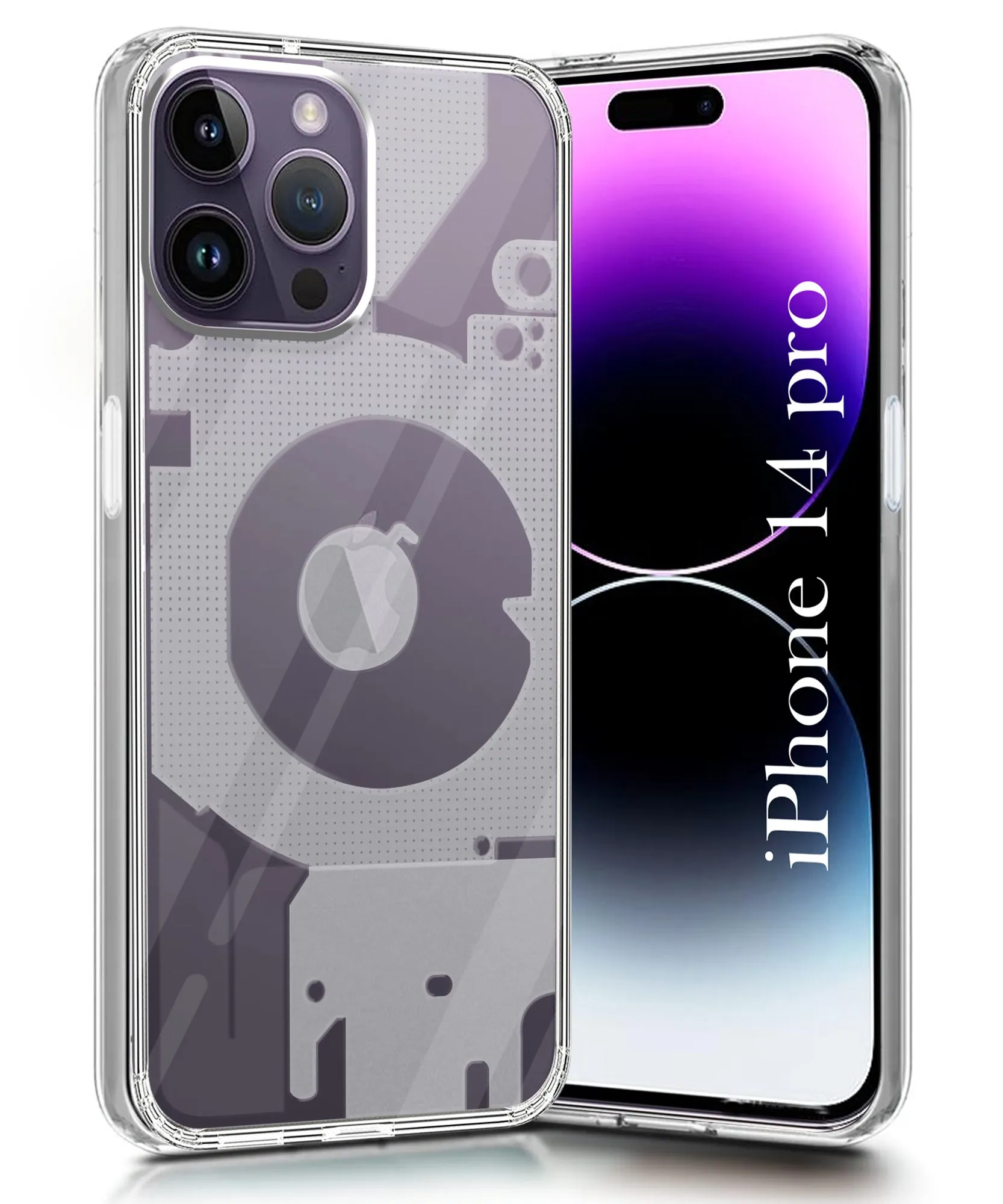 Scratch Block Patterned Design For Apple iPhone 14 Pro Back Cover (Silicone Matte Shockproof Case with Camera Protection | Soft and Flexible | Transparent)