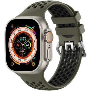 Apple Watch Sport Strap with Buckle (Army Green/Black) Adjustable Fit Daily Activity