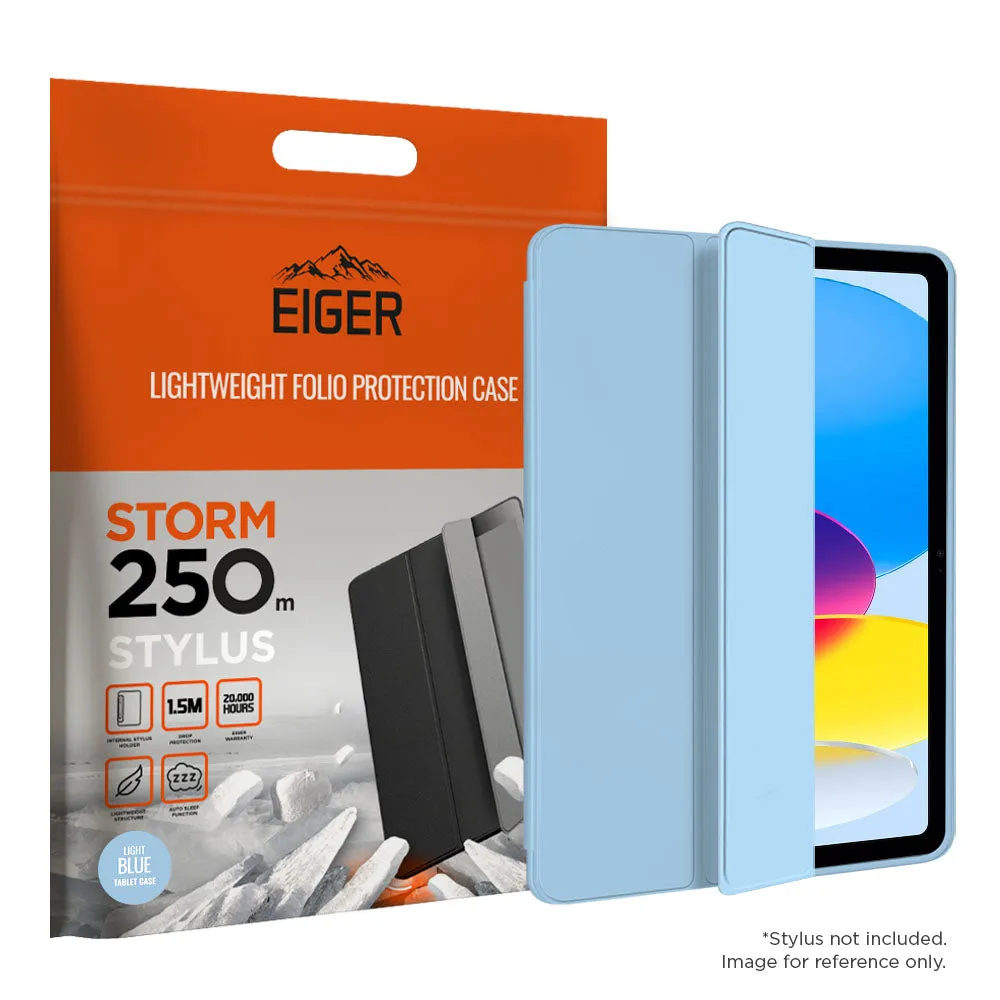 durable synthetic cover detachable cover pad case Eiger Storm 250m Stylus Case for Apple iPad 10.9 (10th Gen) in Light Blue