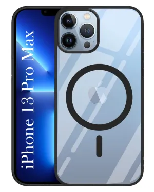 Hybrid Shield For Apple iPhone 13 Pro Max Back Cover Case ( Black MagSafe Compatible Wireless Charging | Hybrid Camera Bump Protection | Shockproof Polycarbonate