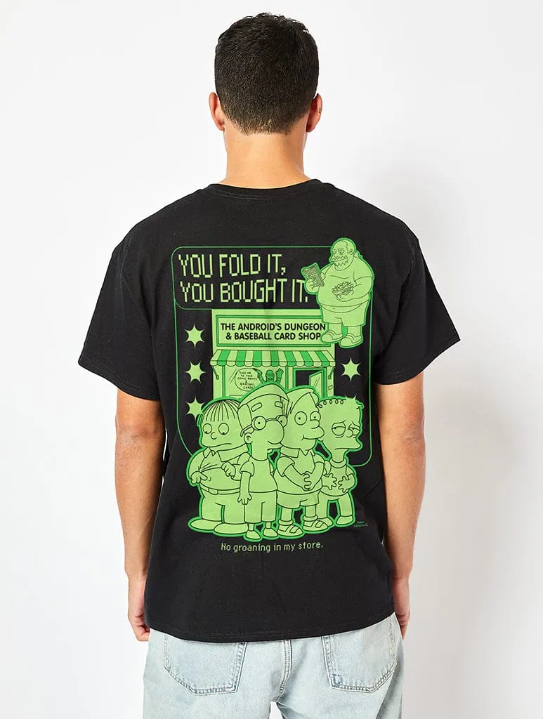The Simpsons Android Dungeon T-Shirt in Black Comfort Fit Sleek Grip