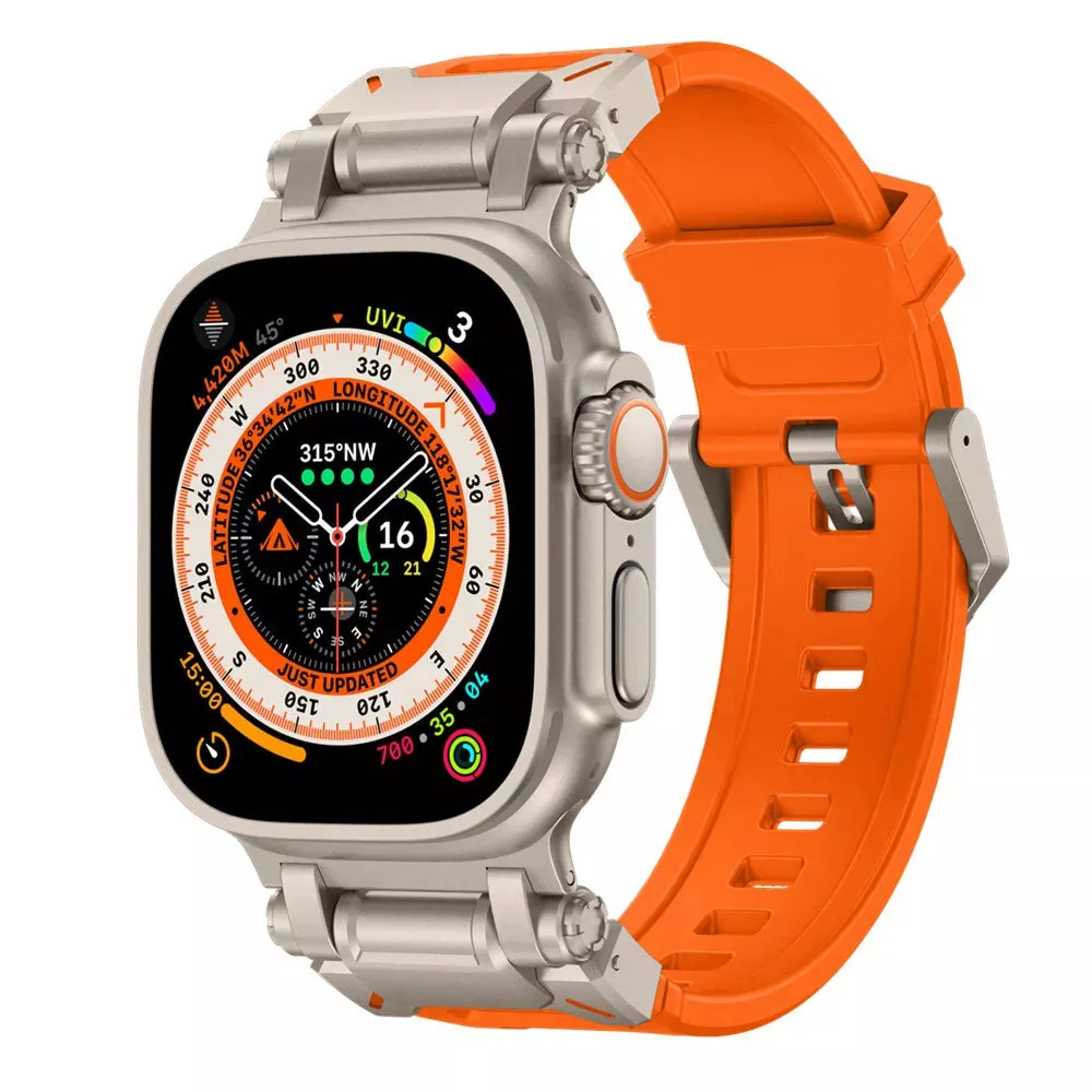 Apple Watch 'Explorer' TPU Strap (Orange with Titanium) Outdoor Fashion Fit