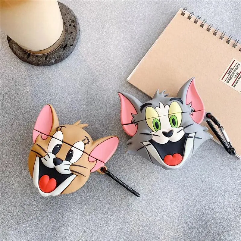 TOM & JERRY SILICONE AIRPODS CASE COVER FOR 1/2, 3 AND AIRPODS PRO Fashion Inspired Pattern airpods travel protector
