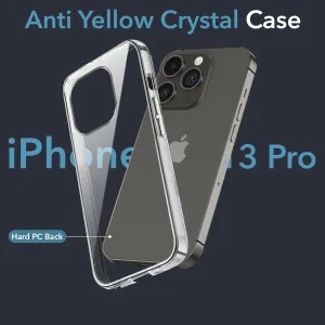 For Apple iPhone 13 Pro Back Cover Case (Hard Anti Yellow Clear Case | Drop & Camera Protection | Shockproof Polycarbonate) Minimal Detail Texture