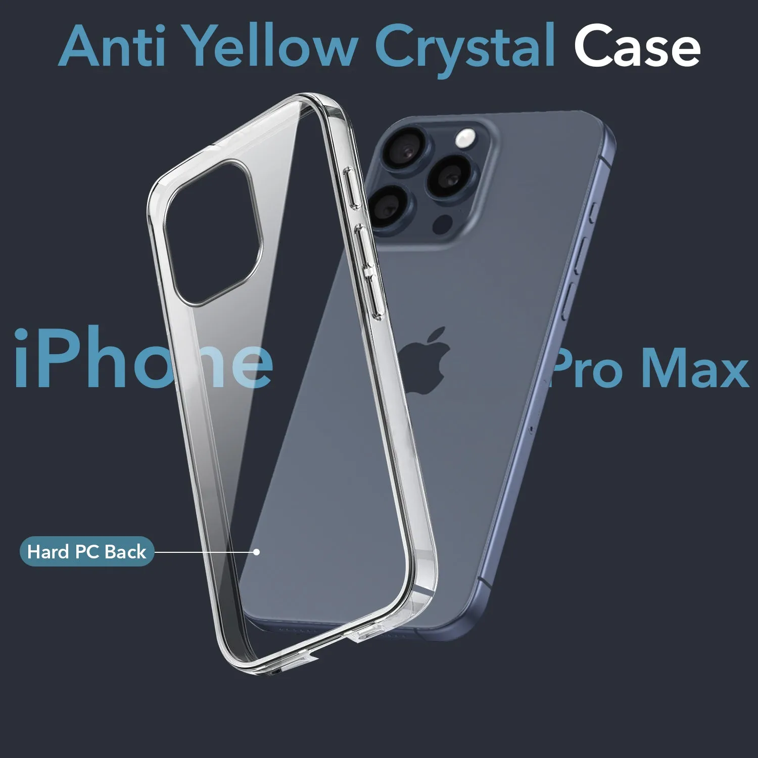 Hand Feel For Apple iPhone 15 Pro Max Back Cover Case (Hard Anti Yellow Clear Case | Drop & Camera Protection | Shockproof Polycarbonate)