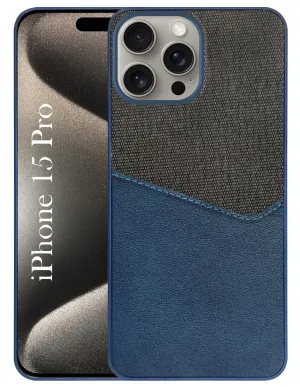 Vivid Surface Car Accessory For Apple iPhone 15 Pro Back Cover Case (Dual PU Leather Stitch | Professional Minimalist | Soft and Flexible)