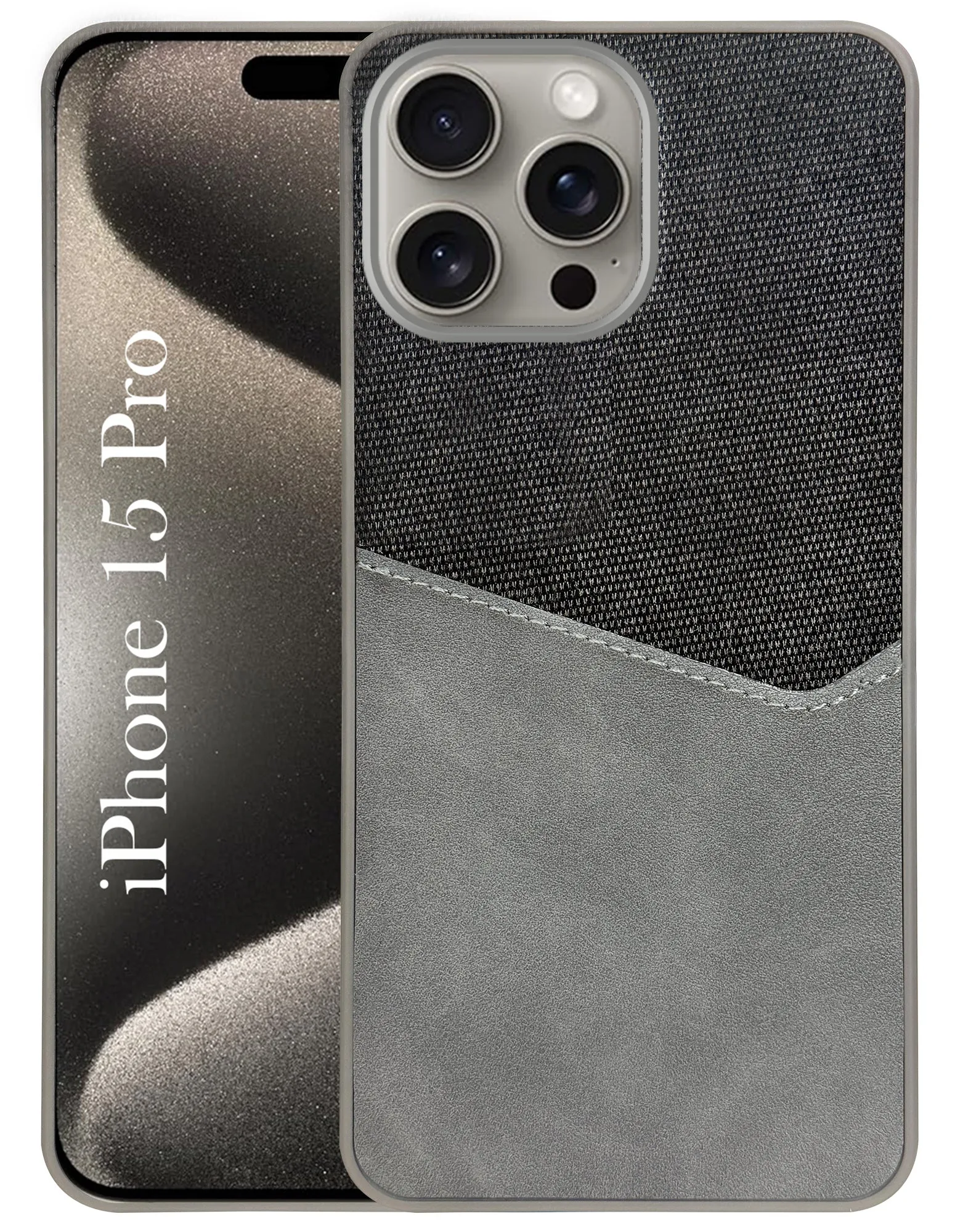 For Apple iPhone 15 Pro Back Cover Case (Dual PU Leather Stitch | Professional Minimalist | Soft and Flexible) Elegant Texture Wear resistant