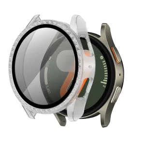 Hybrid Armor Shield Covering Samsung Galaxy Watch 7 - 40mm Diamond Case with Glass (Transparent)