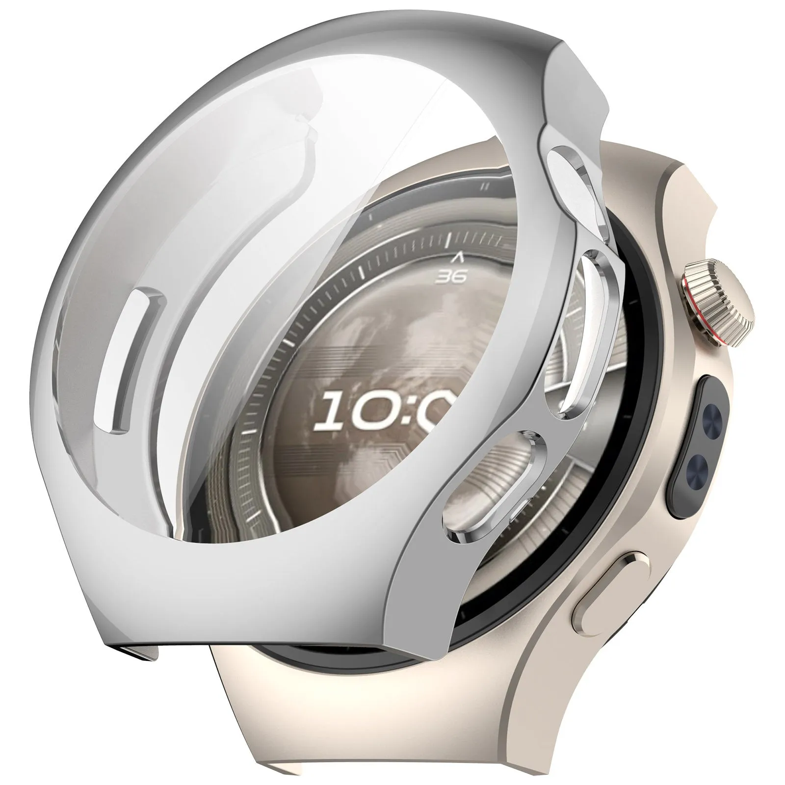 Full Protection Armor Hybrid Frame Huawei Watch 5 - 42mm TPU Case (Silver)