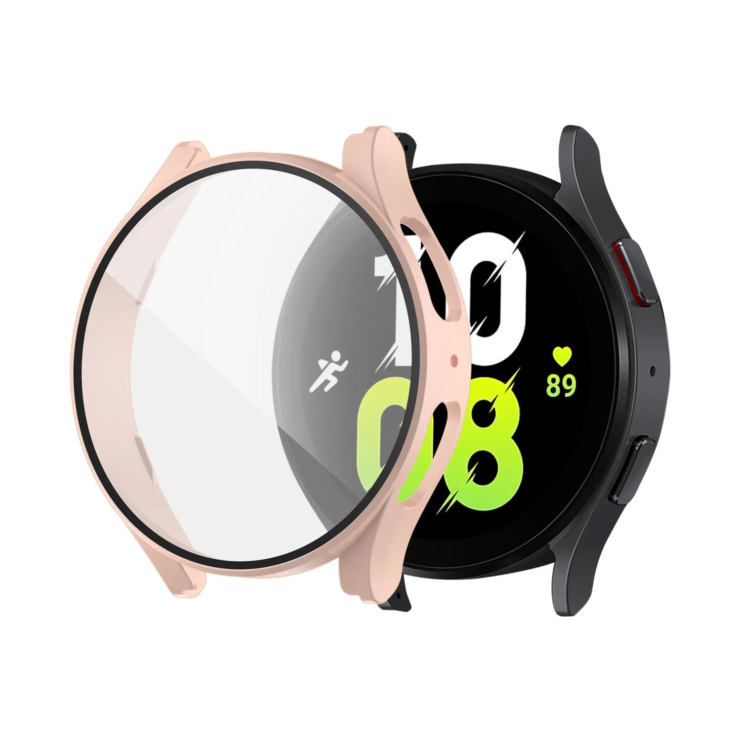 Samsung Galaxy Watch 5 44mm Hard Case with Glass (Grey/Pink) Hybrid Armor Guarding Protective Kit