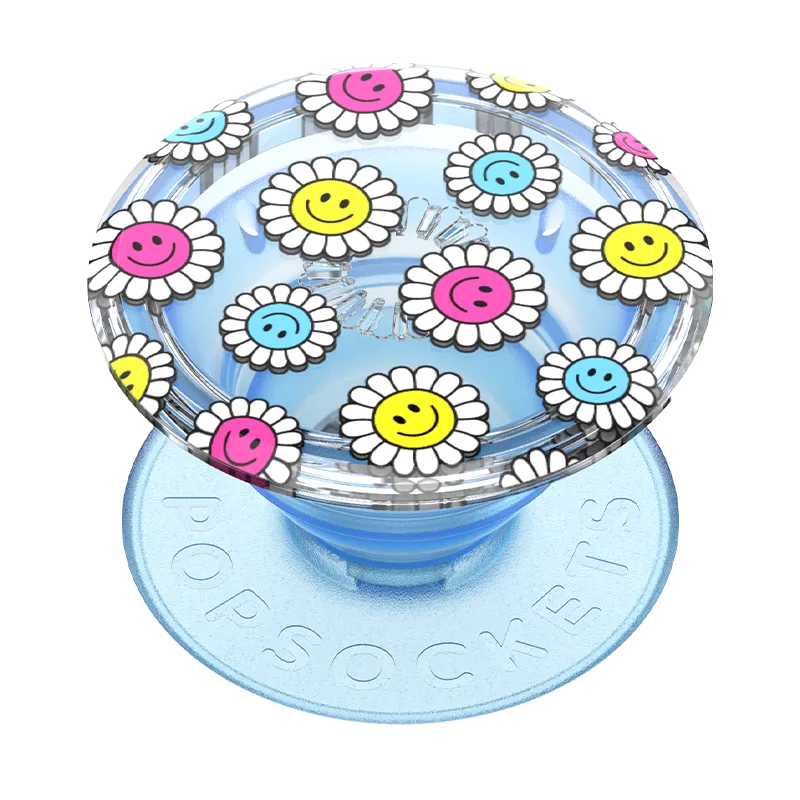 Clip Trio Grip Translucent Blue Kawaii Daisies PopGrip