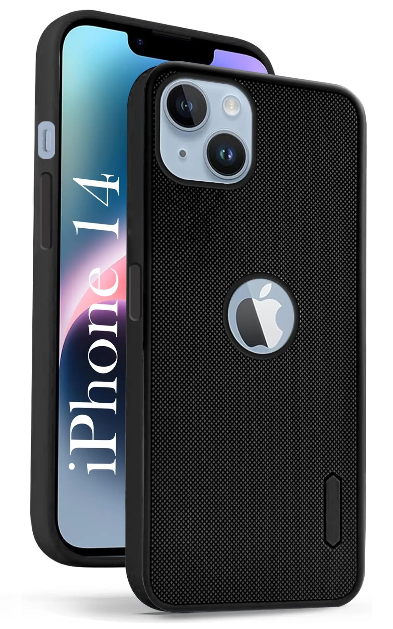 For Apple iPhone 14 Back Cover Case (Textured Grip Design | Micro-Fiber Cloth Inside | Slim and Light Weight | Soft Touch and Feel | Black) Matte Look Flexible Material