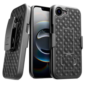 Luxury Texture Design Apple iPhone 16e (2025) Belt Clip Holster Phone Case