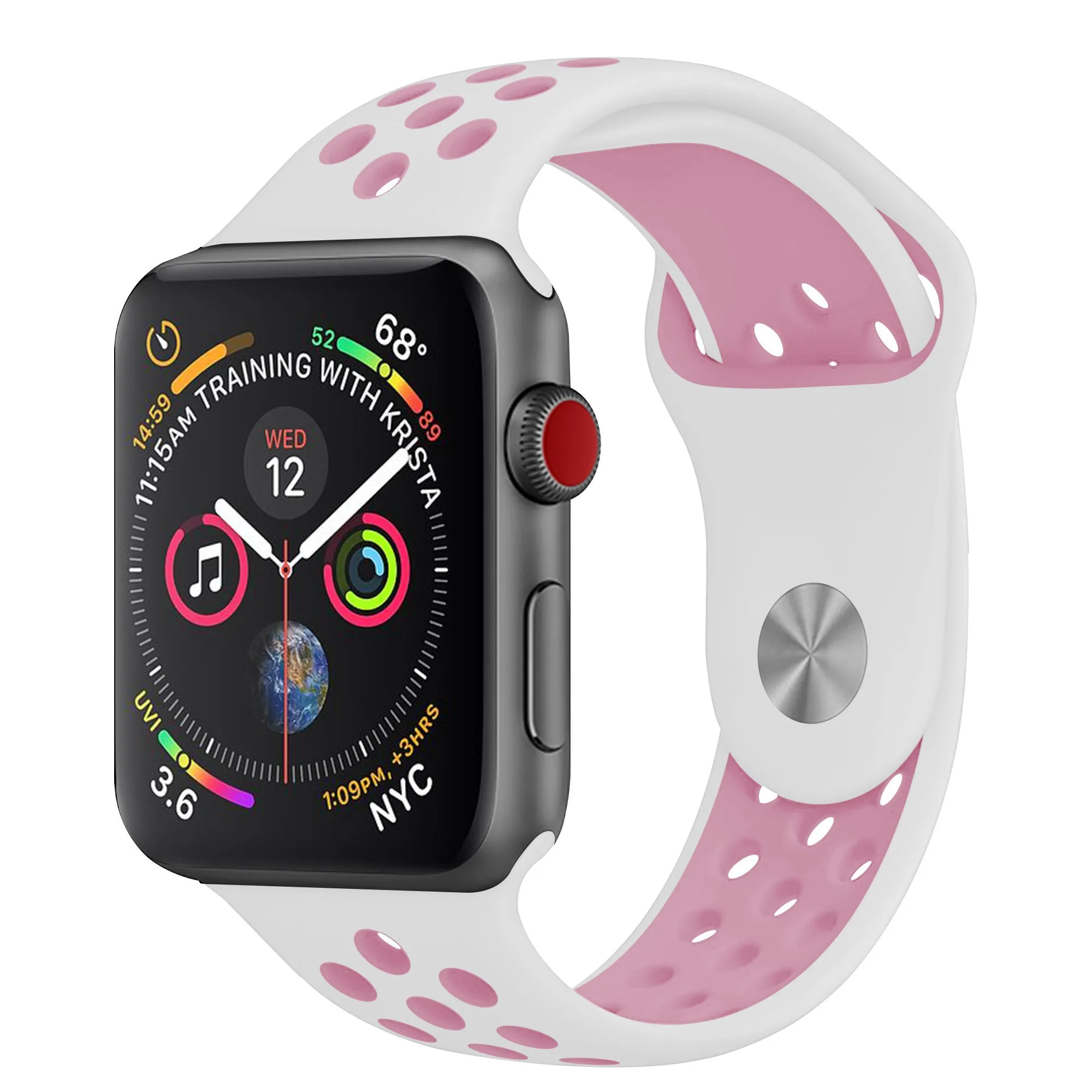 Casual Appeal Comfortable Fit Apple Watch Sport Strap   TPU Case (White/Pink)