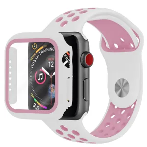 Trendy Active Design Comfort Focus Design Apple Watch Sport Strap   TPU Case (White/Pink)