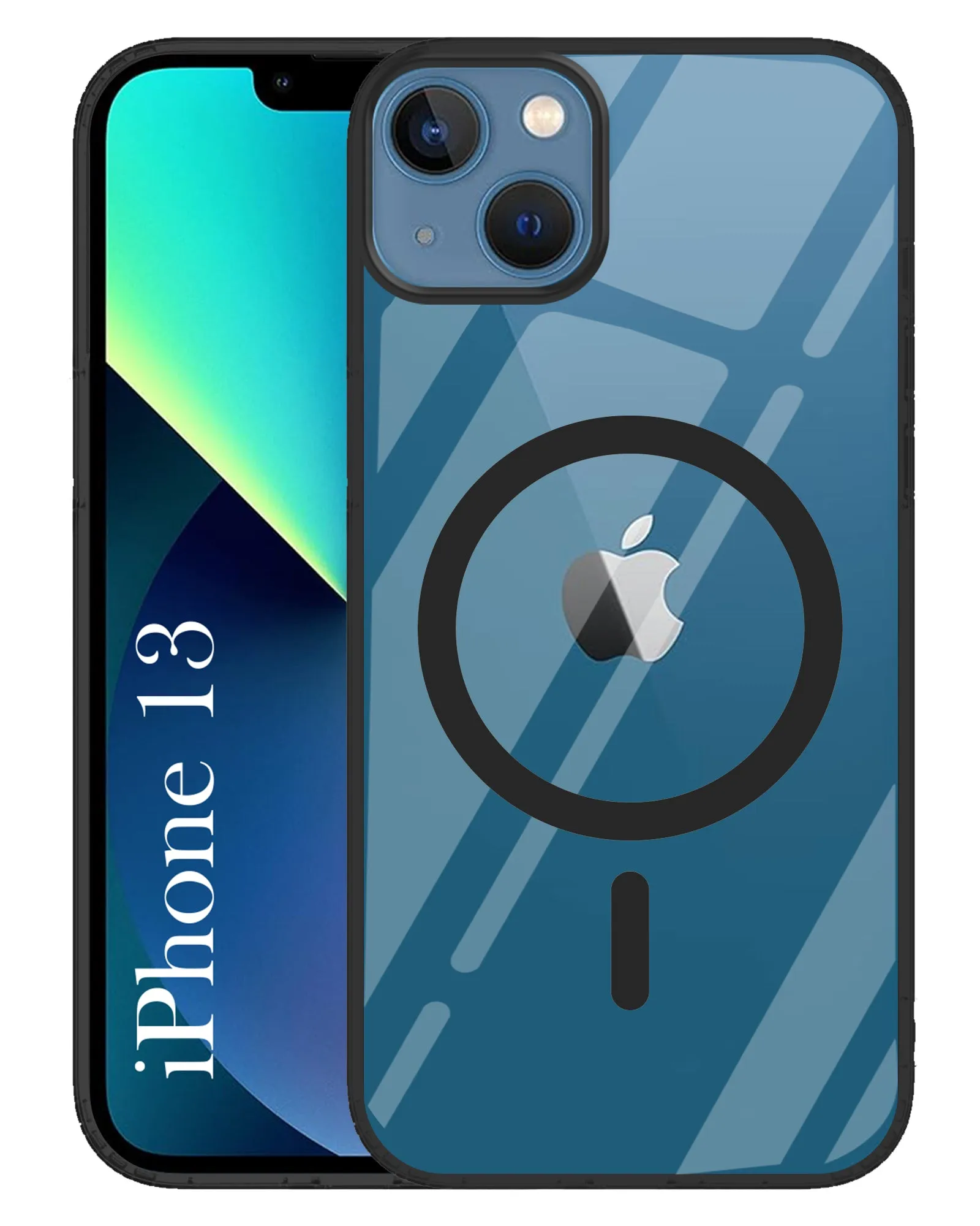 For Apple iPhone 13 Back Cover Case ( Black MagSafe Compatible Wireless Charging | Hybrid Camera Bump Protection | Shockproof Polycarbonate Material Vivid Design Texture