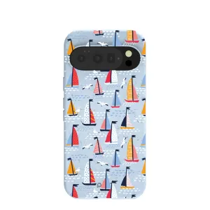 Powder Blue Sails and Seagulls Google Pixel 10/10 Pro Case Soft Surface Layer
