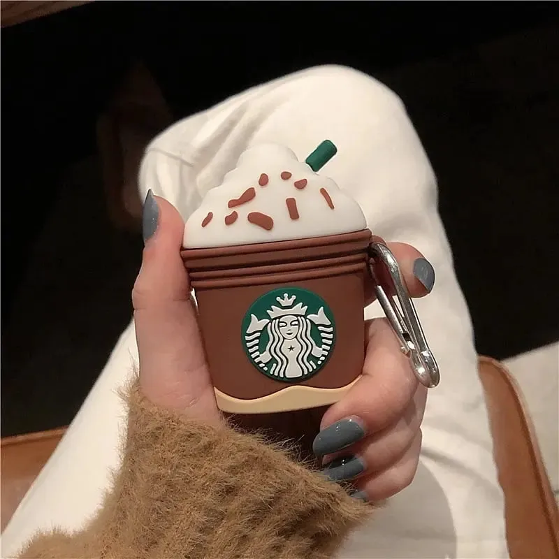 wireless silicone guard BROWN COFFEE STAR-BUCKS SILICONE AIRPODS CASE COVER FOR 1/2, AND AIRPODS PRO