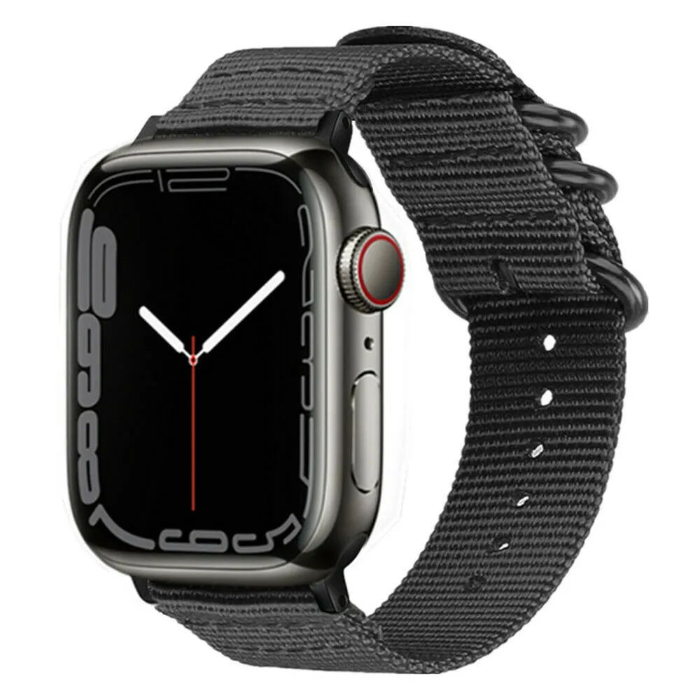 Apple Watch Nylon Strap with Buckle (Black) Soft Texture