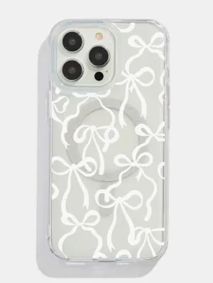 White Bows Glitter MagSafe iPhone Case slim fit Refined Look
