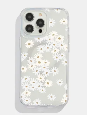 Lightweight Shell White Ditsy Daisy Glitter MagSafe iPhone Case