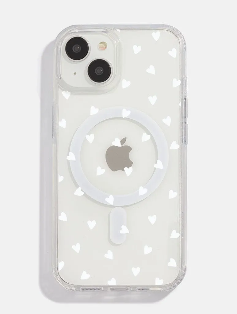 Soft Detail White Ditsy Hearts MagSafe iPhone Case