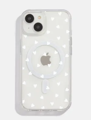 Soft Detail White Ditsy Hearts MagSafe iPhone Case
