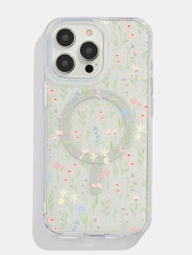 Wildflower Posie Glitter MagSafe iPhone Case Hybrid Shield