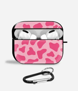 Y2K Pink Cow Airpods Glass Case Creative Silicone Texture