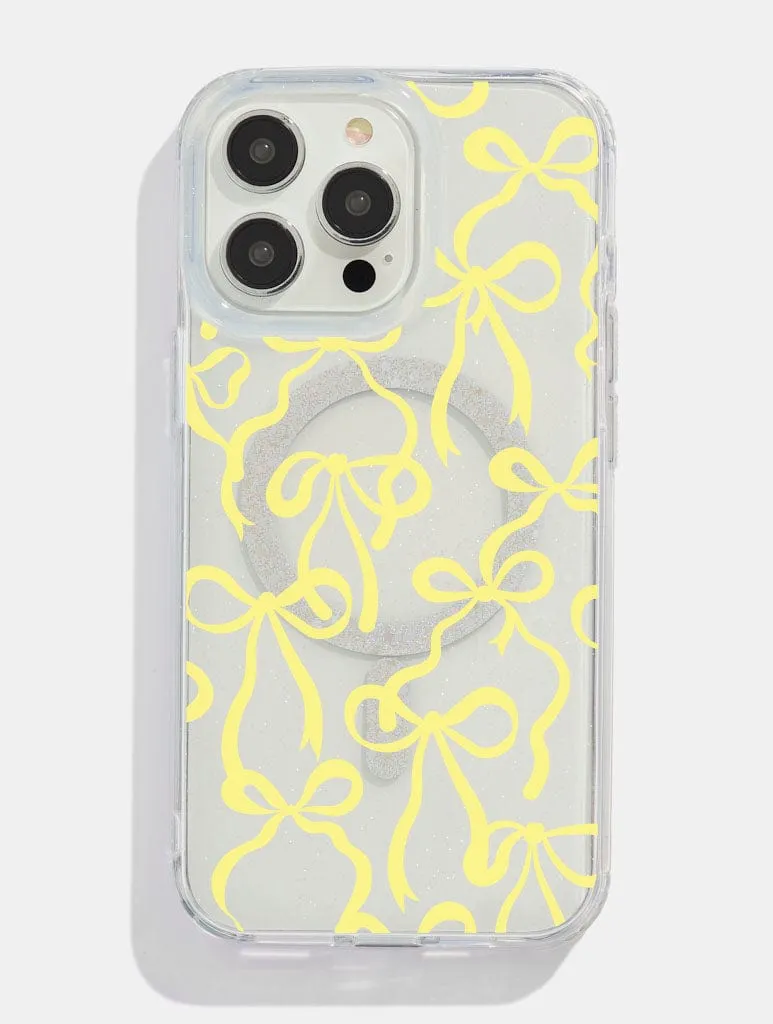 Creative Texture Yellow Bows Glitter MagSafe iPhone Case